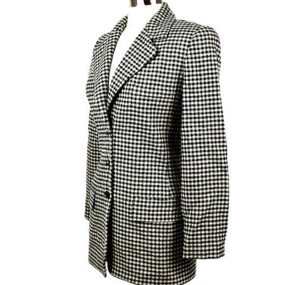 Vintage 90's Linda Allard Ellen Tracy Black/Cream 100% Wool Blazer/Jacket - Picture 3 of 9